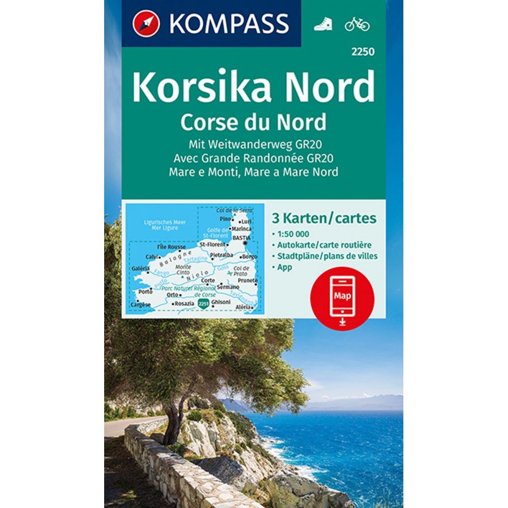 2250 Kompass Norra Korsika, Set om 3 kartor